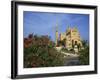 Oleander Bush in Front of the Ta Pinu Cathedral at Gozo, Malta, Europe-Hans Peter Merten-Framed Photographic Print
