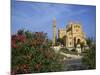 Oleander Bush in Front of the Ta Pinu Cathedral at Gozo, Malta, Europe-Hans Peter Merten-Mounted Photographic Print