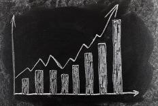 Business Chart on Blackboard Showing Increase in Sales-olechowski-Mounted Photographic Print