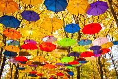 Autumn Umbrellas in the Sky-Oleksii Pyltsyn-Stretched Canvas