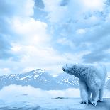 Figure of a Polar Bear on High Mountain Landscape-Oleksii Sergieiev-Photographic Print