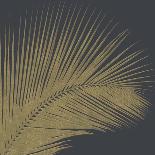 3 D Illustration Golden Palm Leaves. Abstract Black Relief Background with Gold Leaf with a Volumin-Olena Naryzhniak-Art Print