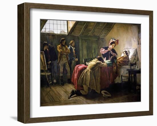 Oleograph Depicting the Scene of the Death of Mimi', from the Opera La Boheme-Giacomo Puccini-Framed Giclee Print