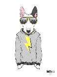 Bull Terrier in City Style-Olga Angellos-Art Print