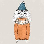 Tiger Hipster Dressed up in Cool T-Shirt-Olga_Angelloz-Art Print