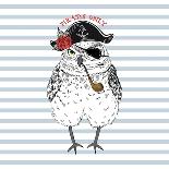 Pirates Only - Nautical Owl Illustration-Olga_Angelloz-Art Print