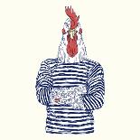 Dressy Rooster with Glass of Champagne-Olga_Angelloz-Art Print