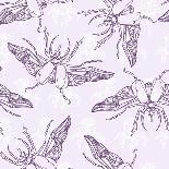 Hand Drawn Beetles Seamless Pattern. Insect Collection. Can Be Used for for Postcard, T-Shirt, Fabr-Olga Donskaya-Stretched Canvas