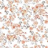 Watercolour Boho Seamless Pattern for Fabric, Beige and Dusty Pink Roses, Boho Dried Floral Repeat-Olga_Koelsch-Art Print