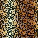 Gold Vintage Seamless Pattern with Garden Roses-Olga Korneeva-Art Print