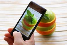 Smartphone Shot Food Photo - Pancakes for Breakfast with Fresh Strawberries-Olga Krig-Photographic Print