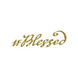 Hand Drawn Hashtag Blessed with Gold Glitter Texture-Olga Rom-Stretched Canvas