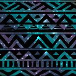 Aztec Tribal Seamless Pattern on Cosmic Background-OliaFedorovsky-Art Print