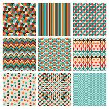 Seamless Geometric Hipster Background Set. Retro Vintage Seamless Patterns. Vector Illustration-OliaFedorovsky-Framed Art Print