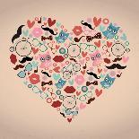 Vector Hipster Doodles Set in Heart Shape-OliaFedorovsky-Art Print