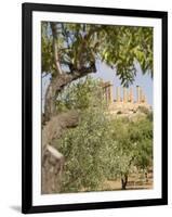 Olive and Almond Trees and the Temple of Juno, Valley of the Temples, Agrigento, Sicily, Italy-Olivieri Oliviero-Framed Photographic Print