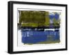 Olive Green and Blue Abstract Study-Emma Moore-Framed Art Print