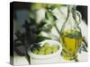 Olive Oil and Green Olives-Christine Gillé-Stretched Canvas