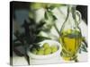 Olive Oil and Green Olives-Christine Gillé-Stretched Canvas