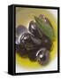 Olive Oil, Black Olives and Olive Leaf in Bowl-null-Framed Stretched Canvas