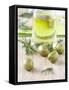 Olive Oil, Green Olives and Rosemary on Chopping Board-Jo Kirchherr-Framed Stretched Canvas