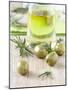 Olive Oil, Green Olives and Rosemary on Chopping Board-Jo Kirchherr-Mounted Photographic Print