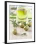 Olive Oil, Green Olives and Rosemary on Chopping Board-Jo Kirchherr-Framed Photographic Print