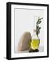 Olive Oil in Carafe, Olives and Piece of White Bread-null-Framed Photographic Print