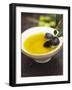 Olive Oil in Small Bowl with Black Olives-null-Framed Photographic Print