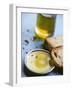 Olive Oil on Plate with Slices of Bread & Olive Oil Bottle-Joerg Lehmann-Framed Photographic Print