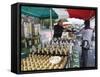 Olive Oil Stall at the Italian Market at Walton-On-Thames, Surrey-Hazel Stuart-Framed Stretched Canvas