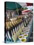 Olive Oil Stall at the Italian Market at Walton-On-Thames, Surrey-Hazel Stuart-Stretched Canvas