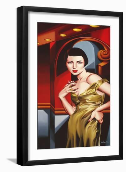 Olive Satin Dress-Catherine Abel-Framed Giclee Print