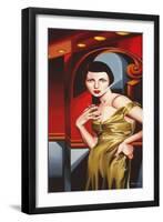 Olive Satin Dress-Catherine Abel-Framed Giclee Print