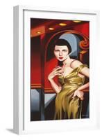 Olive Satin Dress-Catherine Abel-Framed Giclee Print