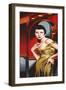 Olive Satin Dress-Catherine Abel-Framed Premium Giclee Print