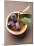 Olive Sprig with Black Olives in Terracotta Bowl-null-Mounted Photographic Print