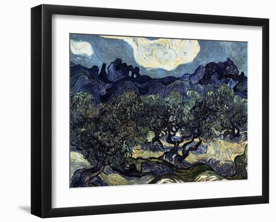 Olive Trees with the Alpilles in the Background-Vincent van Gogh-Framed Giclee Print