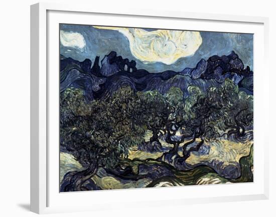 Olive Trees with the Alpilles in the Background-Vincent van Gogh-Framed Giclee Print