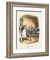 Oliver Asking for More, Illustration for 'Oliver Twist' by Charles Dickens (Colour Litho)-George Cruikshank-Framed Giclee Print