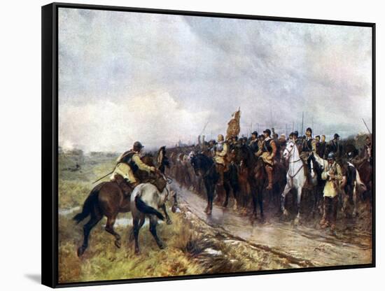 Oliver Cromwell and His Troops at Dunbar Singing the 118th Psalm, 1926-Andrew Garrick Gow-Framed Stretched Canvas