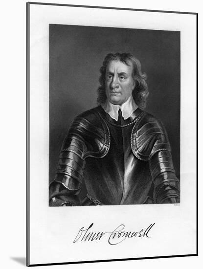 Oliver Cromwell, English Soldier and Statesman, 19th Century-W Holl-Mounted Giclee Print