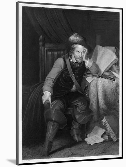 Oliver Cromwell English Soldier and Statesman Sits at a Desk Looking Very Disgruntled-Harry Payne-Mounted Art Print