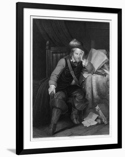 Oliver Cromwell English Soldier and Statesman Sits at a Desk Looking Very Disgruntled-Harry Payne-Framed Art Print