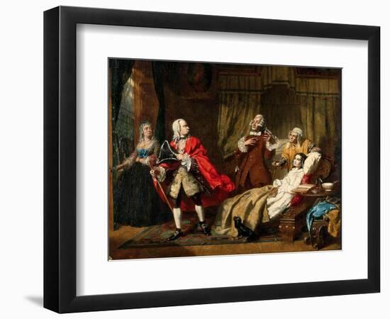 Oliver Goldsmith's Medical Advice Rejected By His Patient In Favour Of The Advice Of The Apothecary-Thomas P Hall-Framed Art Print