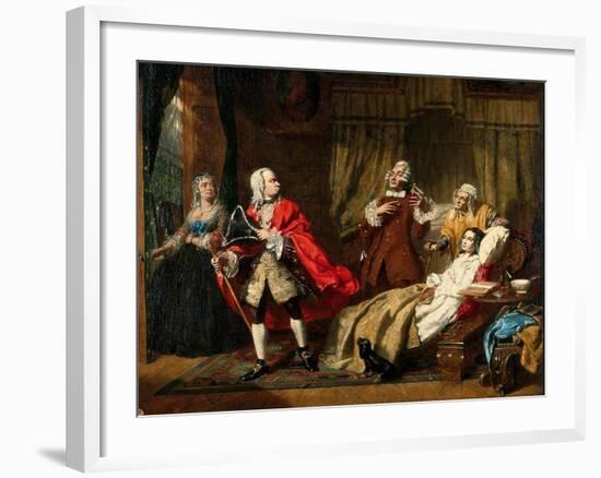 Oliver Goldsmith's Medical Advice Rejected By His Patient In Favour Of The Advice Of The Apothecary-Thomas P Hall-Framed Art Print