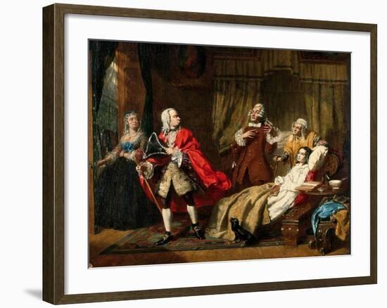 Oliver Goldsmith's Medical Advice Rejected By His Patient In Favour Of The Advice Of The Apothecary-Thomas P Hall-Framed Art Print