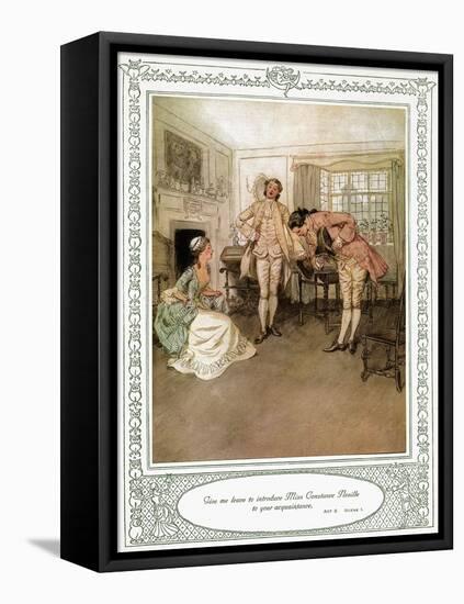 Oliver Goldsmith 's play She Stoops to Conque-Hugh Thomson-Framed Stretched Canvas