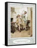 Oliver Goldsmith 's play She Stoops to Conque-Hugh Thomson-Framed Stretched Canvas