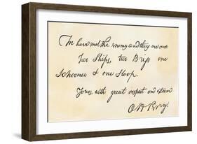 Oliver H. Perry's Note Proclaiming His Lake Erie Victory: "We Have Met the Enemy and They are Ours"-null-Framed Giclee Print